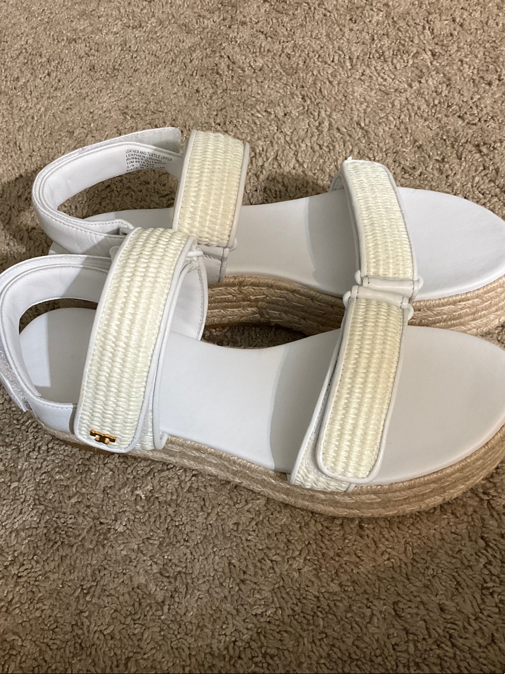 Tory Burch White Platform Espadrille Sandals with Woven Straps